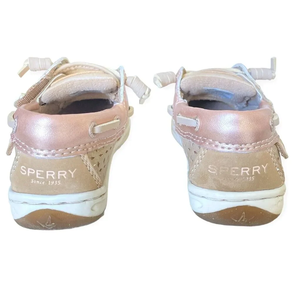SPERRY TOP-SIDER Boat Shoes Size 6 Toddler Deck Shoes Slip On Pink Tan